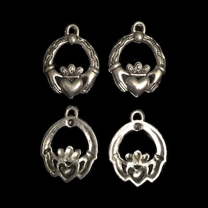 4 Silver Claddagh Charms (qb50)