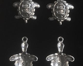 4 srebrny Charms żółw cyny lub żółw Charms (qb142)