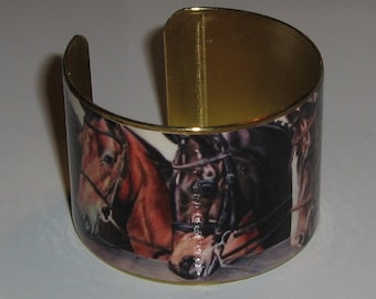 Horse Lover Vintage Style Brass Art Cuff Bracelet