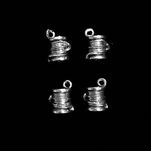 4 Silver Spool of Thread Charms (qb180)