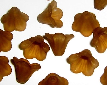 Hand Dyed Milk Chocolate 14mm Matte Lucite Trumpet Flowers (tf14mm4)