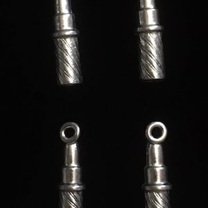 4 Silver Pewter Lipstick Charms, Makeup Charms, Cosmetics Charms  (qb150)