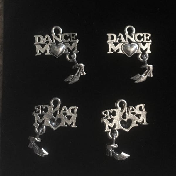 4 Silver Pewter Dance Mom Charms or Dance Charms (qb163)