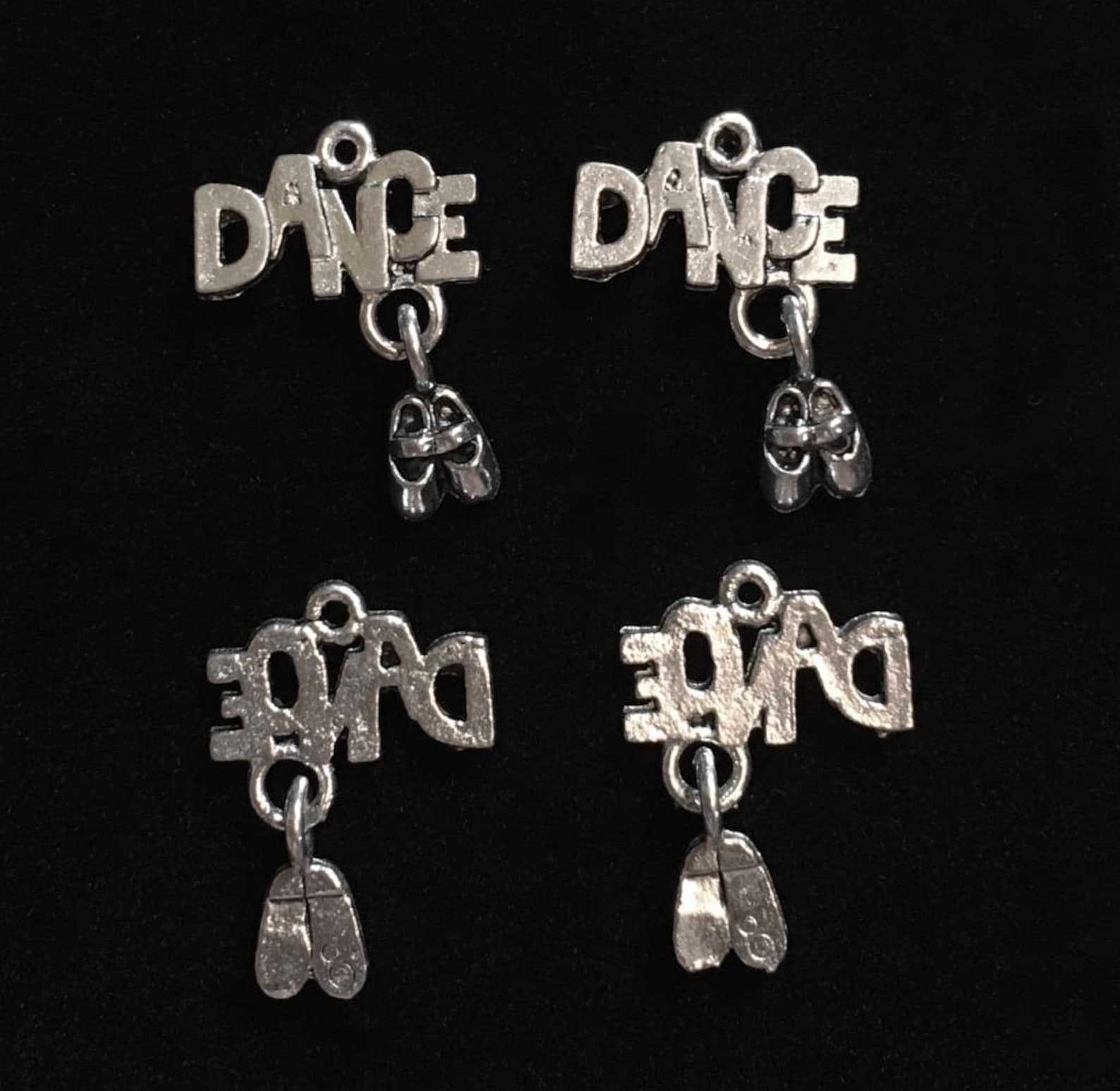 4 silver pewter ballerinas charms, trio of ballerina charms, ballet charms (qb103) - new charm