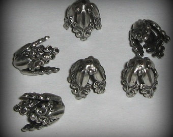 2 Sterling Silver Plated Ornate 9mm Bead Caps (bcs14vjsa905)