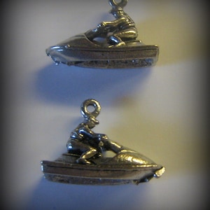 4 Jet Ski or Snowmobile Charms - Silver Pewter (qb70)