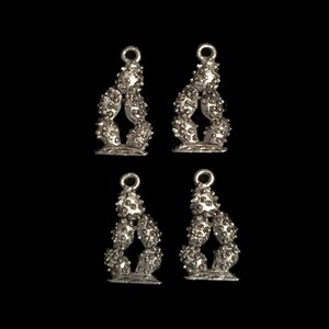 4 Silver Cactus Charms (qb210)