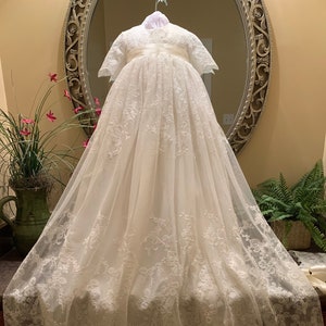 Scalloped Lace Christening Gown Set main image 1
