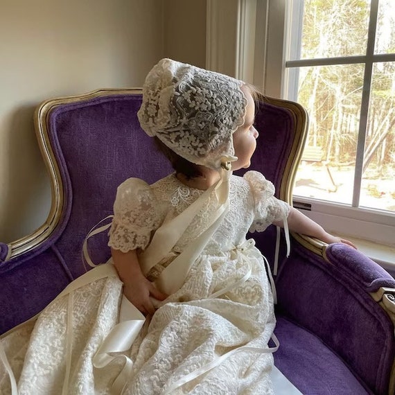 White or Ivory Baptismal Gown Christening Dress Baptism Dress Girl Lace  Baby Girl Dress - Etsy