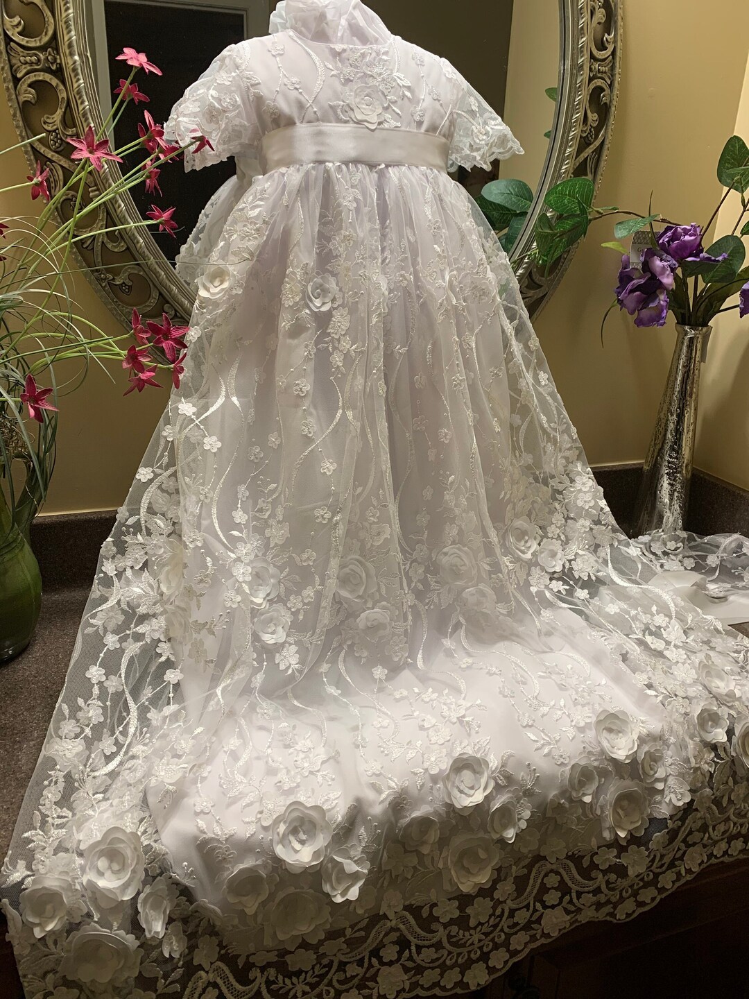SALE, Dianna, Christening Gown and Cap ! Embroidered English Lace. LAST ...