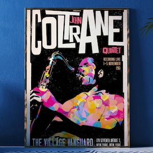John Coltrane Vintage Jazz Concert Poster | John Coltrane poster| Modern Minimalist Wall Art | Home Decor for Living Room & Bedroom