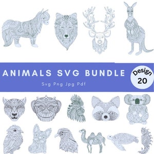 Animal Mandala SVG, Mandala Clipart, Animals Svg Bundle, Animal Zentangle Svg, Animal Mandala Printable Art, Pet Mandala, Silhouette, Cricut