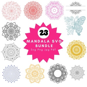 Mandala SVG-bundel - 100 mandala ontwerpen SVG- en png-bestanden Cricut svg / silhouetgesneden bestanden / sublimatie ontwerp svg - png – dxf