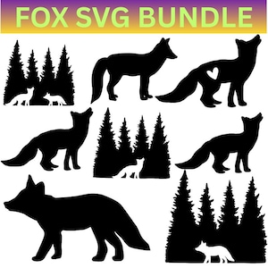 Vector 10 Fox Design Bundle forest Fox PNG for Sublimation Fox SVG file for cricut, Wild Fox Laser Cut file for engraving, Prints wall art