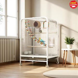 Iron Bird Cage: Spacious Parrot Villa, Breeding Cage Available
