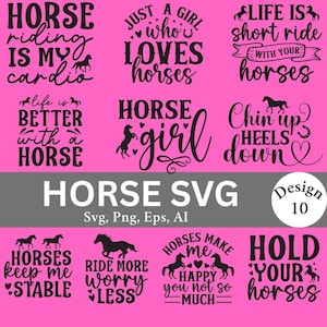 10 Horse SVG Bundle, Horse Vector, Horse Silhouette, Horse Clipart - digital download svg, png, eps, dxf, svg files for cricut
