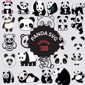 300 Panda Gesicht SVG, schneidbar niedlich schlicht, Panda Bär Gesicht svg, Schnittdateien für Cricut, kommerzielle Nutzung -Svg/Png/Eps/Ai