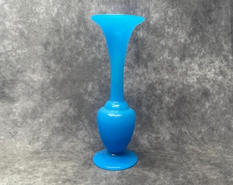 Blauwe glazen vaas, Victoriaanse blauwe persglazen vaas, kunstglas