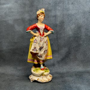 19th Century Capodimonte Lady Figure, Antique Lady Ornamental Figurine