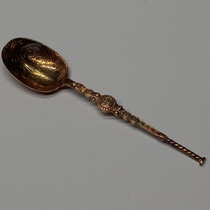 Queen Elizabeth II 1953 Coronation Spoon, English Sterling Silver Gold Gilt Teaspoon, English Royalty