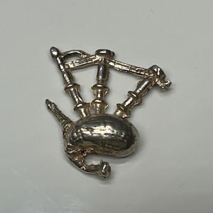 Pingente de prata esterlina vintage, pingente de pulseira de prata, pingente de gaita de foles