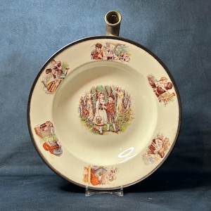 Ceramic Baby Feeding Bowl with Hot water bowl underneath, Handles and Spout, Hansel and Gretal