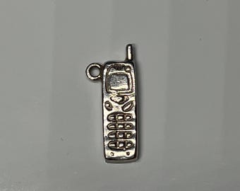 Vintage Sterling Silver Charm, Silver Charm Bracelet Charm, Mobile Phone Charm