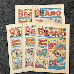 The Beano Paper Comics, Vintage Children’s Comics, 1988 - 5x Comic Bundle