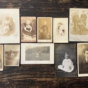 10 Antique Photographs, Victorian 1800’s - Roaring 1920’s Early Sepia Photography Mixed Subject Antique Pictures
