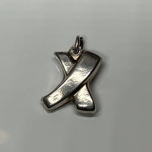 Vintage Sterling Silver Puff Charm, Silver Charm Bracelet Charm, X Cross Charm