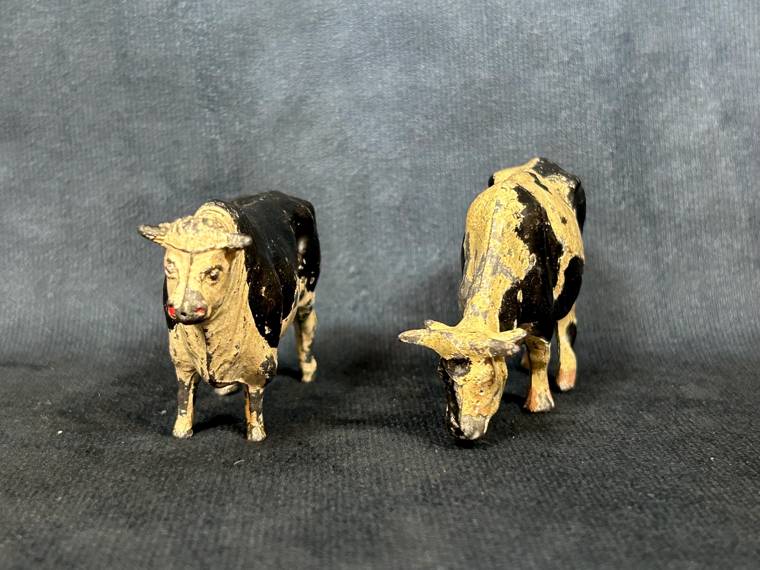 Vintage Toy Bulls, Farm Animals by Britains, Early-Mid 20th Century Toy Figures