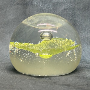 Glass Patterned Paperweight, Vintage Paper weight - Light Green