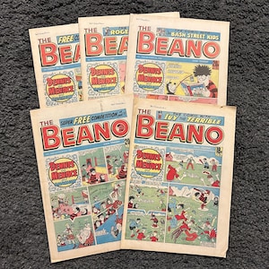 The Beano Paper Comics, Vintage Children’s Comics, 1987 - 5x Comic Bundle