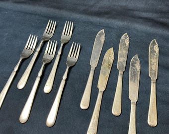 Set of Matching Cutlery, Knife and Forks - 10 EPNS Plated Cutlery - Tableware, Cutlery