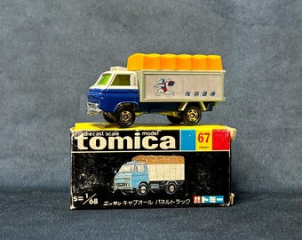 Vintage Tomica Nissan Caball Panel Truck 67, Diecast Scale 1/68 Collection in Original Box, made in Japan T30