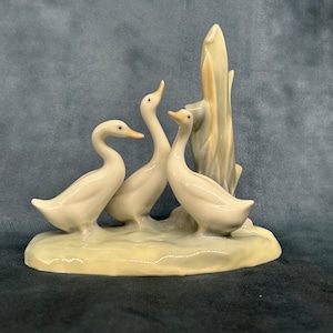 NAO Lladro Porcelain Duck Ornament, Three Ducks, Vintage Ceramic Animal