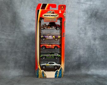 Vintage Matchbox Toy Car Set 5 Vehicles, 2000&#39;s Hero City - Matchbox Mattel in Original Box Unopened, Toy Cars