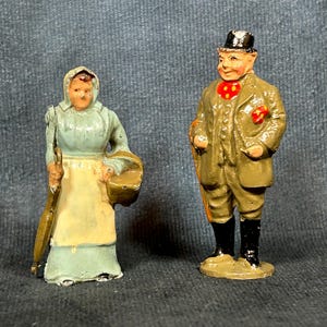 Vintage Toy Farmer and his Wife, Farm Figures by Britains, Early-Mid 20th Century Toy Figures