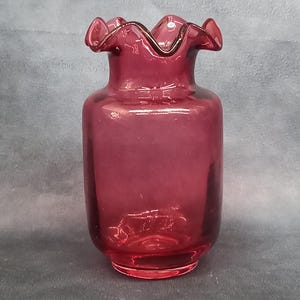 Vintage Cranberry Glass Vase, Red Glass Vase