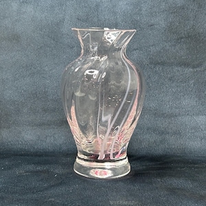 Caithness Swirl Patterned Glass Vase, Blue and Pink Striped - 11.8cm