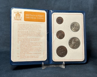 Britains First Decimal Coins Wallet / Set