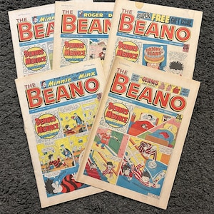The Beano Paper Comics, Vintage Children’s Comics, 1988 - 5x Comic Bundle
