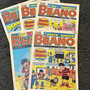 The Beano Paper Comics, Vintage Children’s Comics, 1988 - 5x Comic Bundle