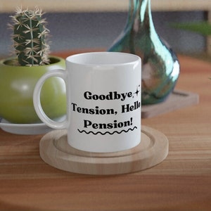 Adiós tensión, Taza Hola pensión, Regalo de jubilación, Regalo para la jubilación, Amantes del café, Bebedores de café, Regalo para bebedores de café