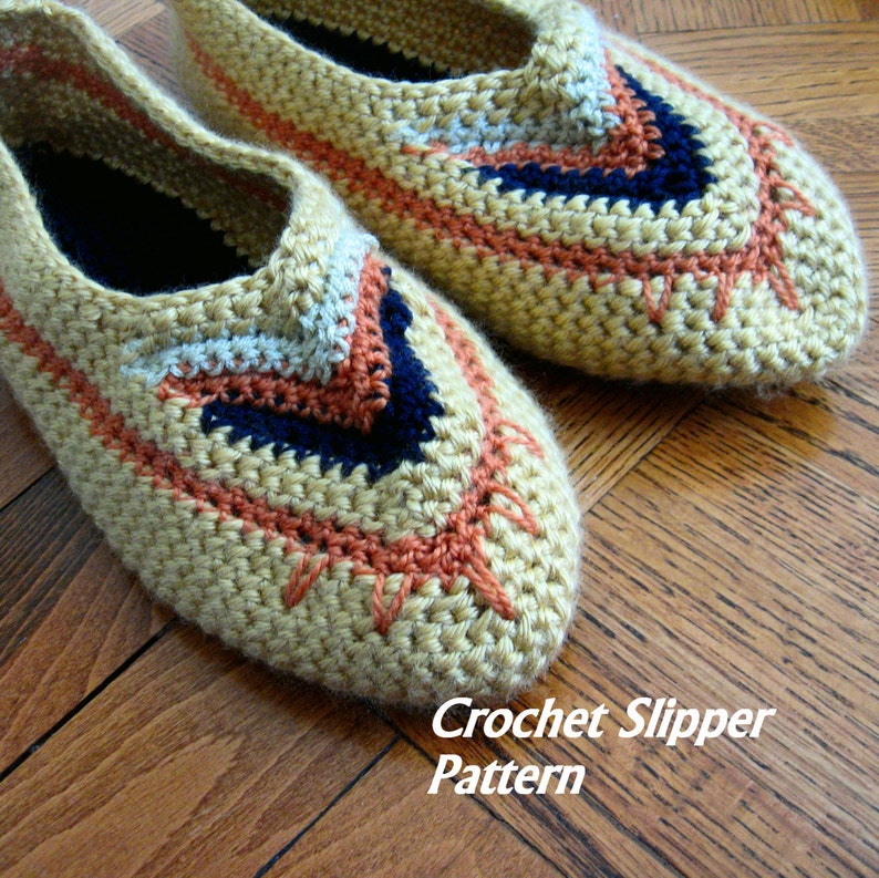 Womens Crochet Slipper Pattern House Shoes With Colorful Chevron Toe Multi Sized Women's Slipper Pattern Instant Download Easy To Make image 2