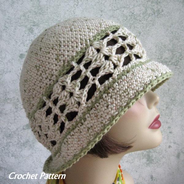 Womens Summer Crochet Hat Pattern Brimmed With Shell Stitch Band Instant Download Easy To Make May Sell Finished