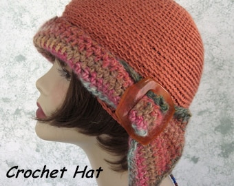 Womens Crochet Hat Pattern Versatile Flapper Girl 3 Ways To Wear Instant Download Easy To Make