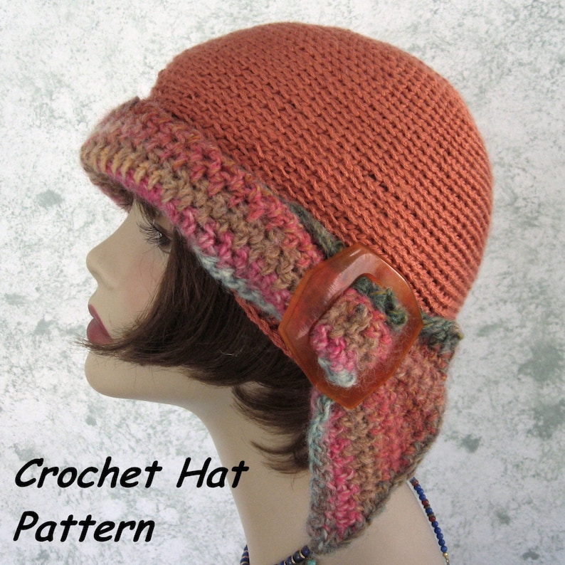Womens Crochet Hat Pattern Versatile Flapper Girl 3 Ways To Wear Instant Download Easy To Make image 1