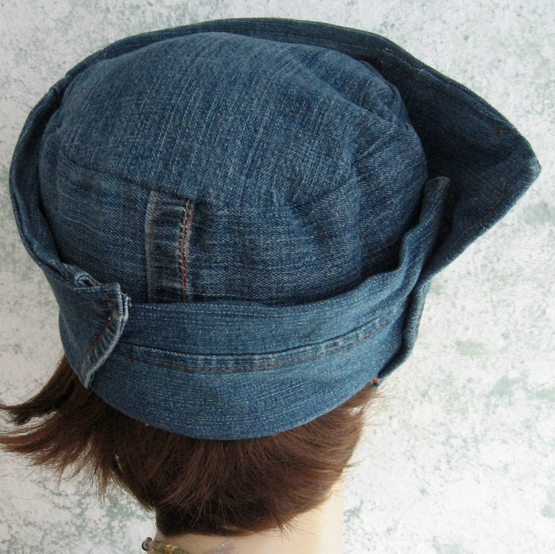 Womens Blue Jean Hat Stonewashed Denim With Large Embroidered Etsy