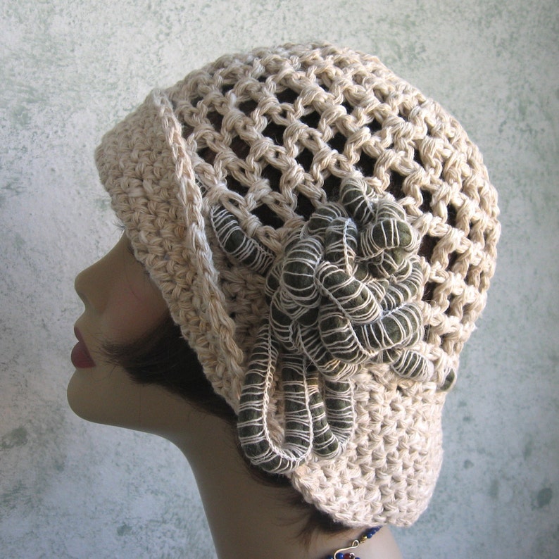 Brimmed Crochet Hat Pattern Cloche With Flower Trim PDF Etsy